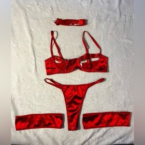 Red Satin Medium Lingerie Set